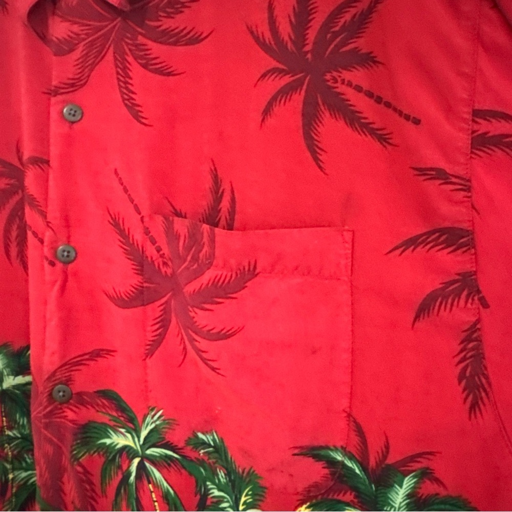 Big Dogs Short Sleeve Hawaiian Shirt Red, Palm Tree, Beach Bus,100% Rayon, 2XL - Picture 9 of 9